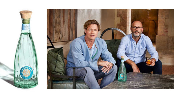 Image of The Gardener Gin bottle with Brad Pitt and Tom Nichol: Craftsmanship and collaboration embodied in a bottle.