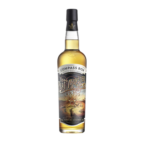 a bottle of The Peat Monster whisky by Compass Box distillery