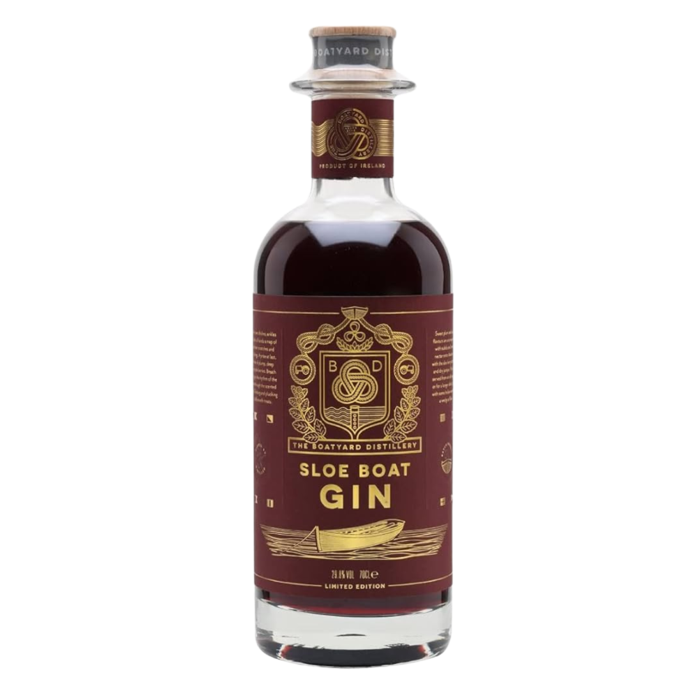 a bottle of Boatyard Sloe Boat Gin